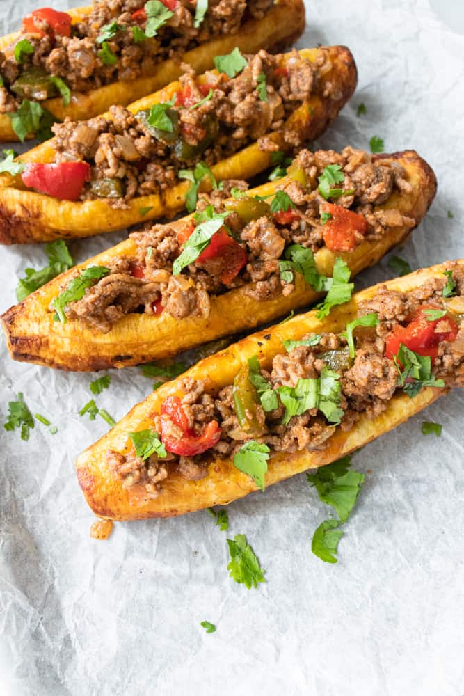 Platano maduro relleno. Cocina Criolla. Herencia Indígena.